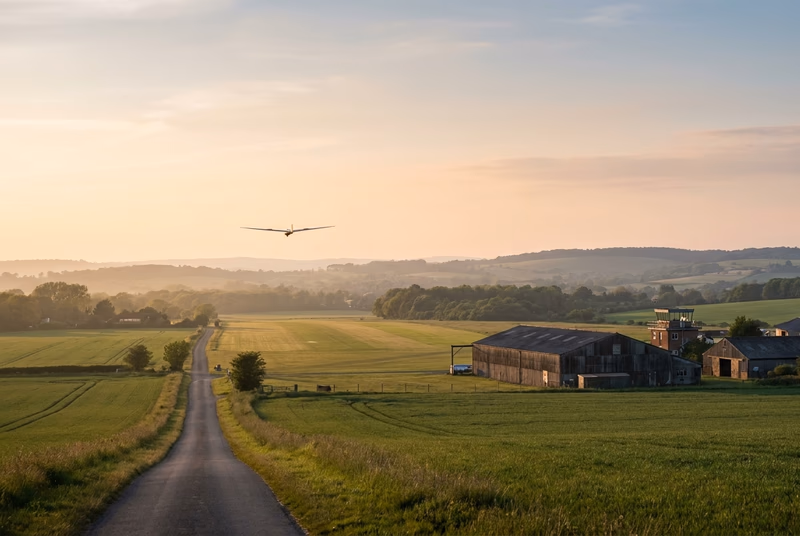 Private jet on tarmac at Lasham