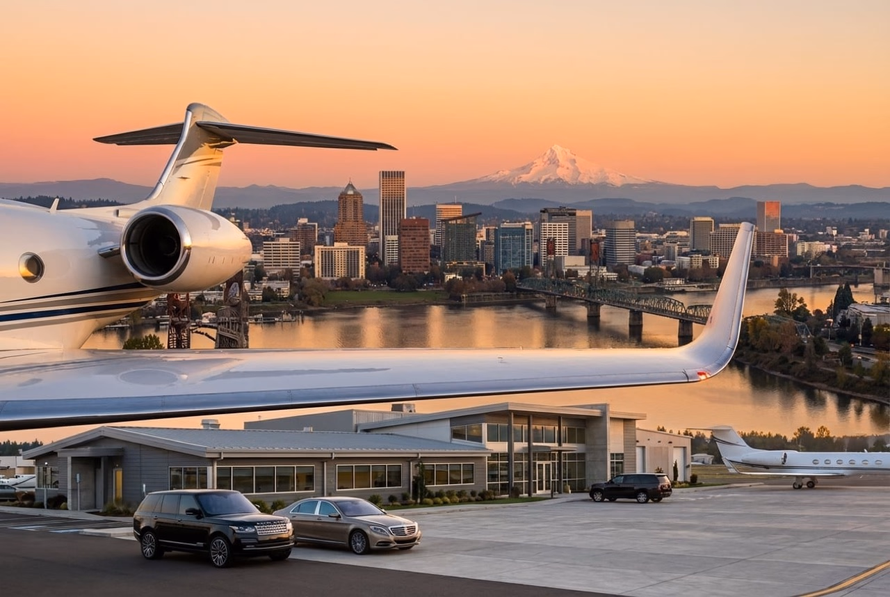 Private jet at Portland Heliport