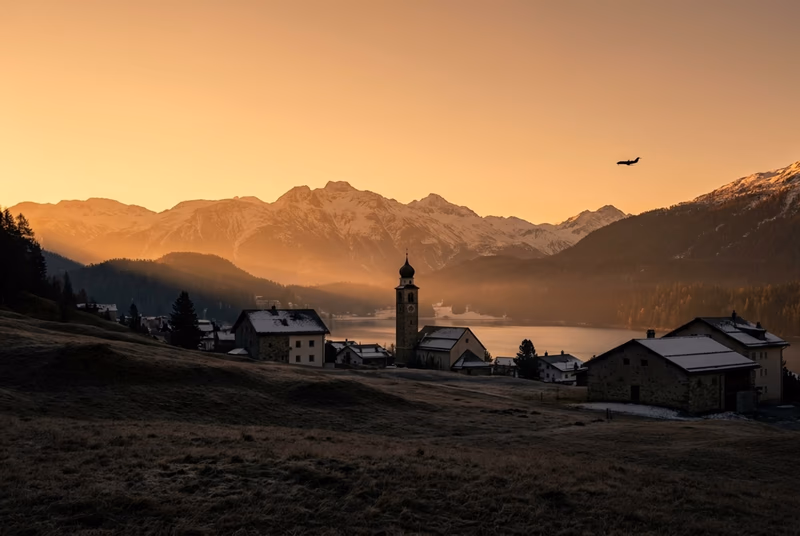 Privatjet auf dem Vorfeld in St. Moritz
