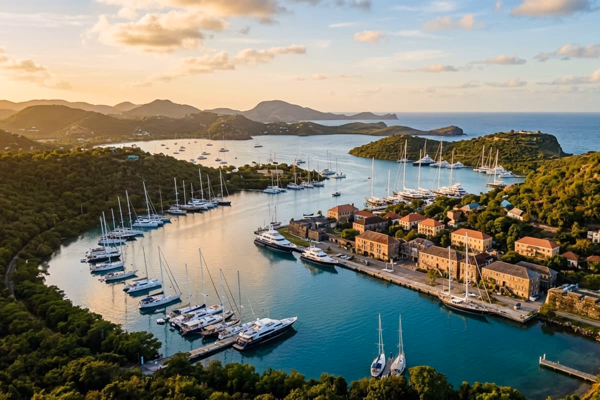 Vue aérienne de Antigua-et-Barbuda - destination de jet privé