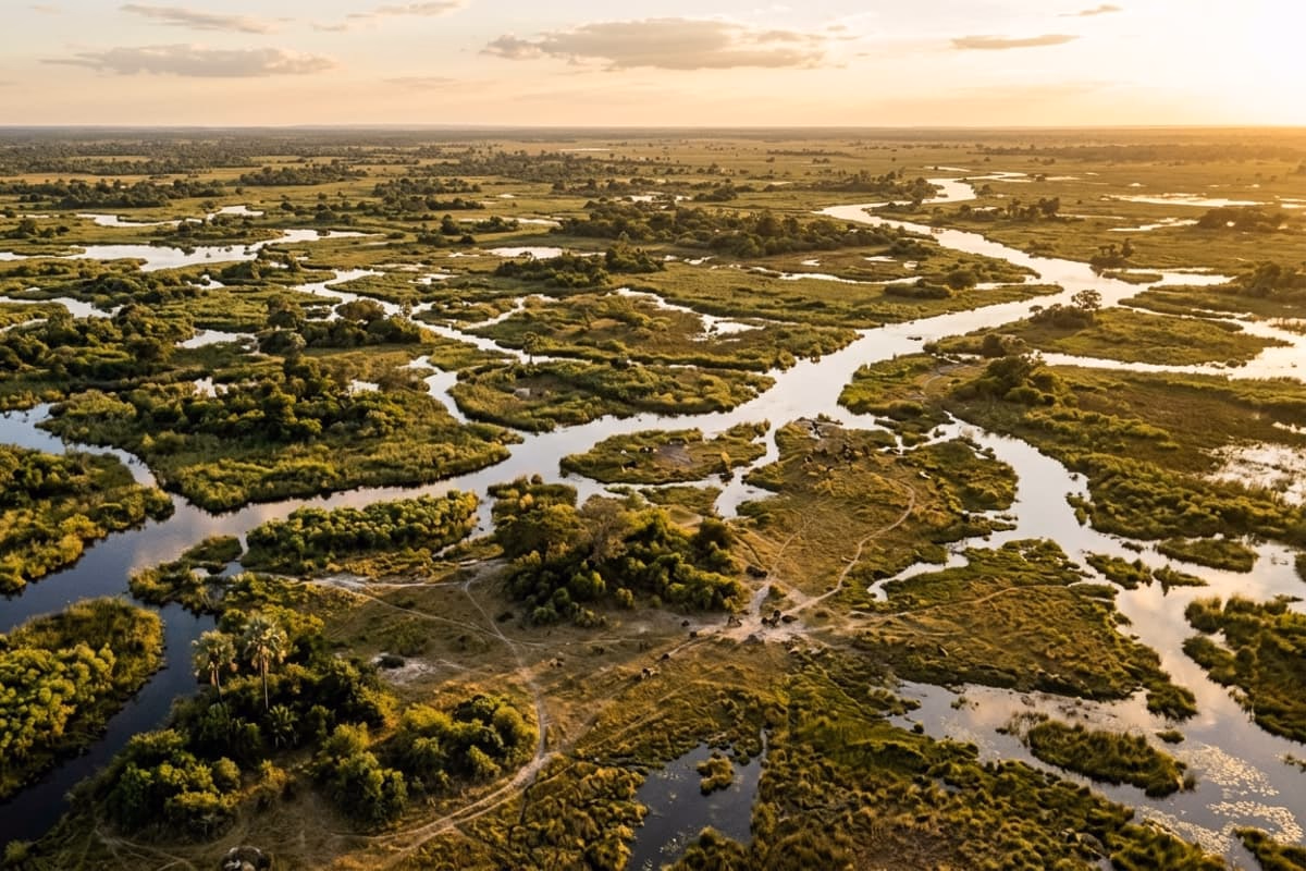 Vue aérienne de Botswana - destination de jet privé