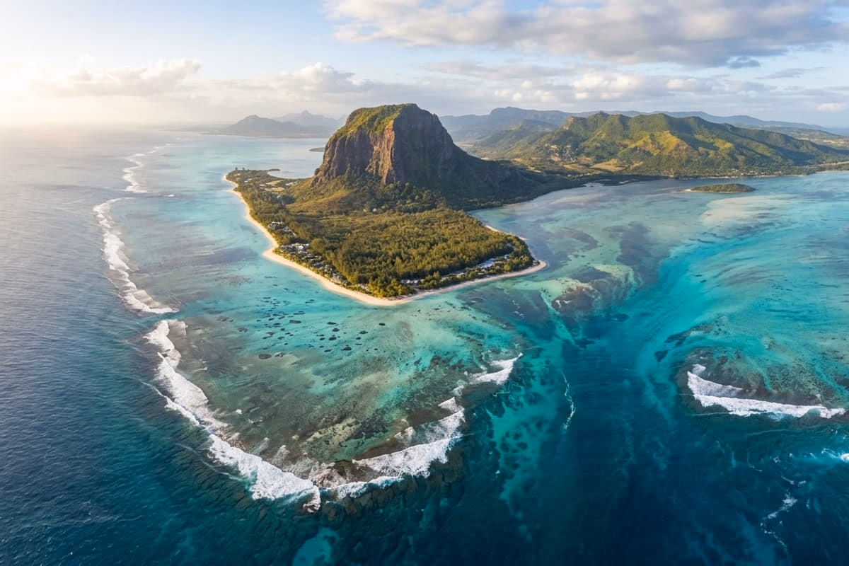 Vue aérienne de Maurice - destination de jet privé