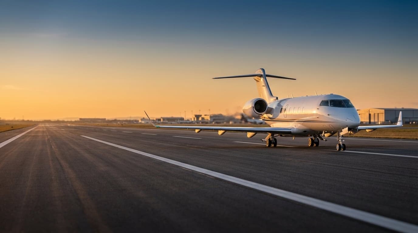 Private jet on runway