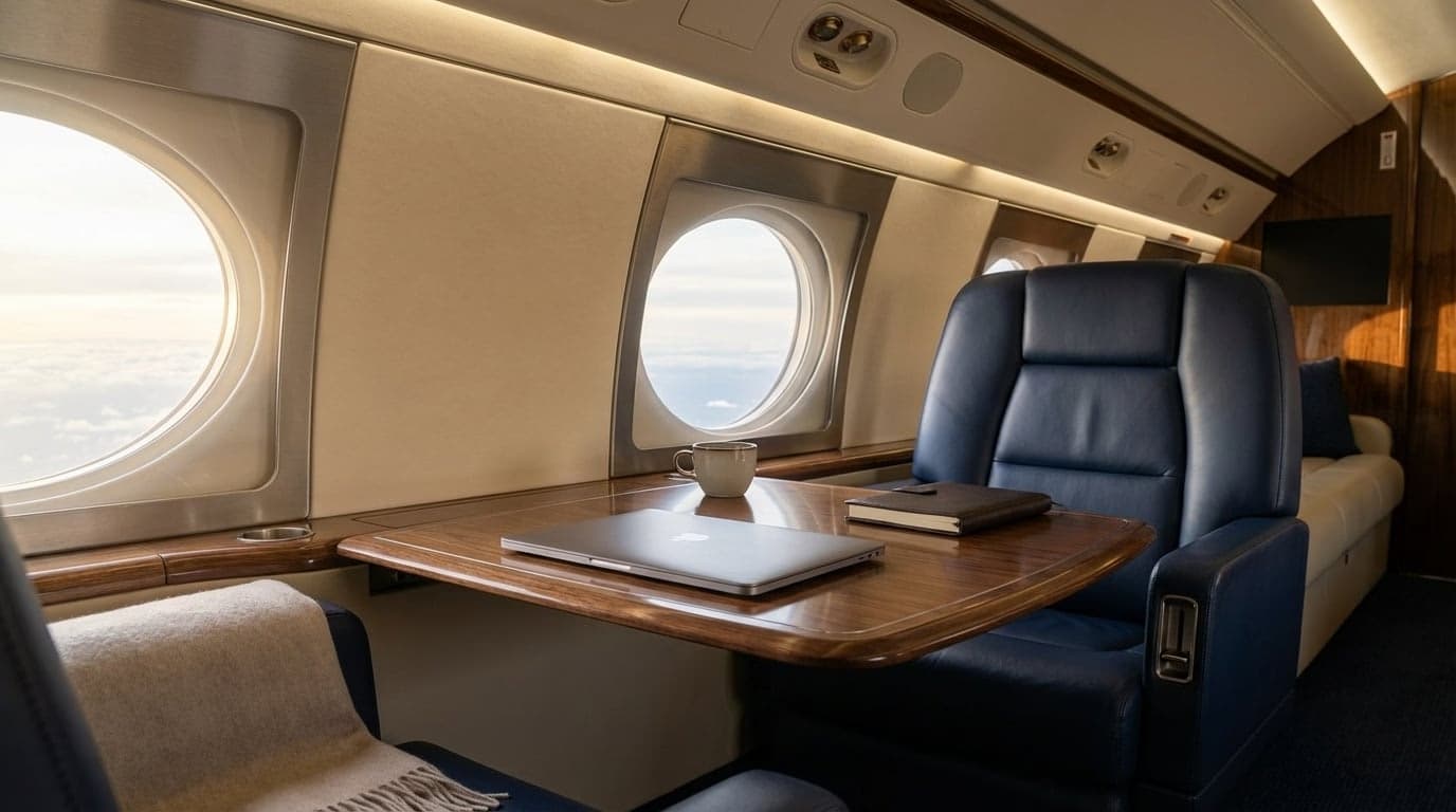 Executive Travel - Private jet charter solution for business travel showing executive flying experience