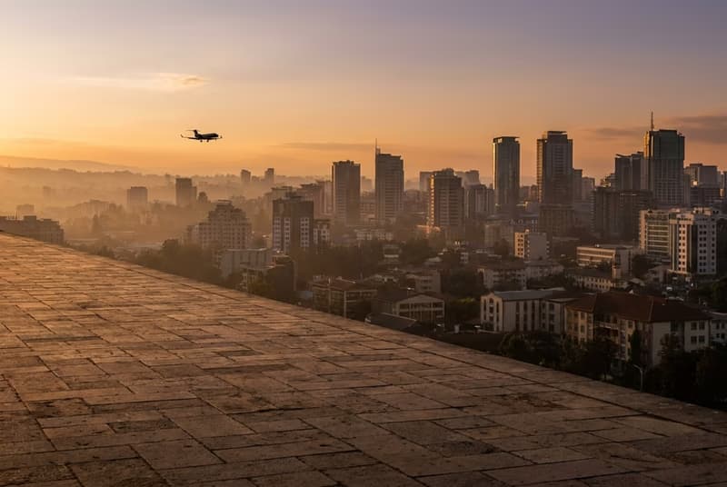 Private jet on tarmac at Addis Ababa