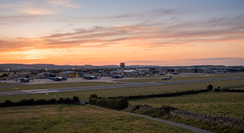 Private jet on tarmac at Brize Norton