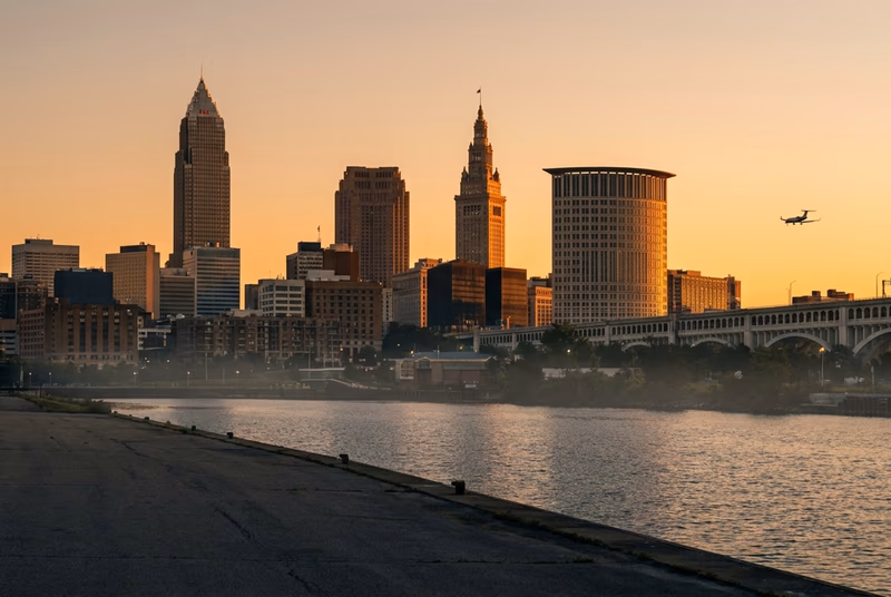 Private jet on tarmac at Cleveland
