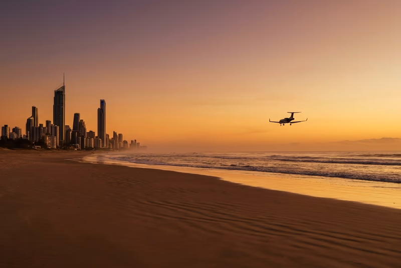 Private jet on tarmac at Gold Coast