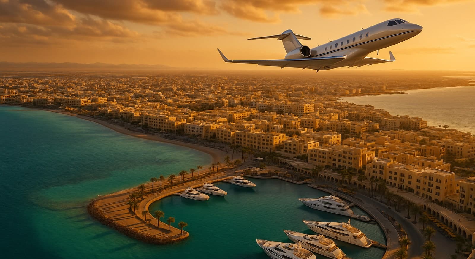 Privatjet auf dem Vorfeld in Hurghada
