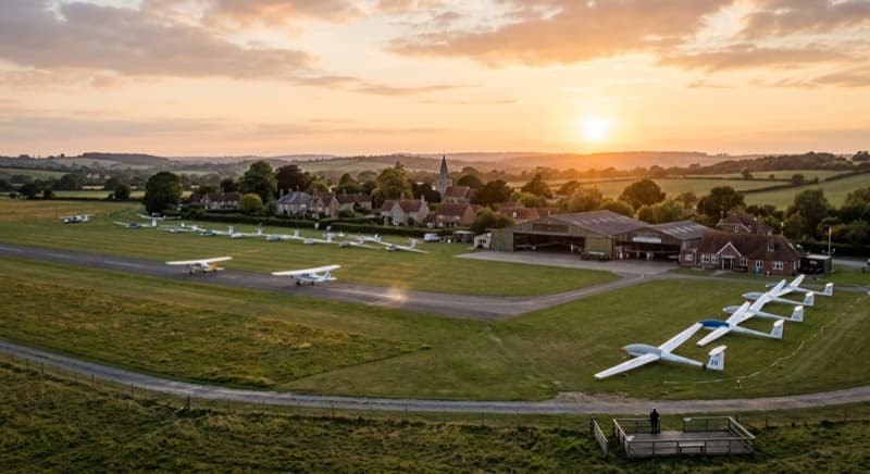 Private jet on tarmac at Lasham