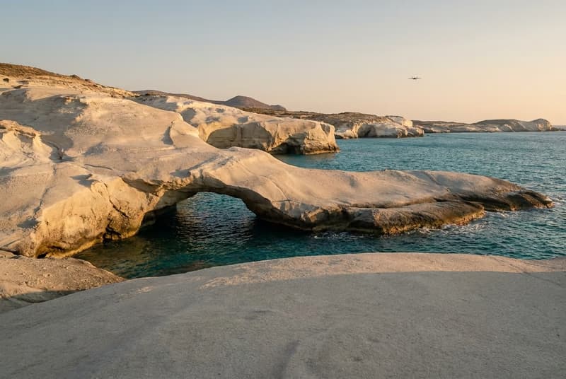Private jet on tarmac at Milos