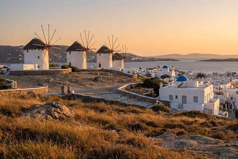 Private jet on tarmac at Mykonos