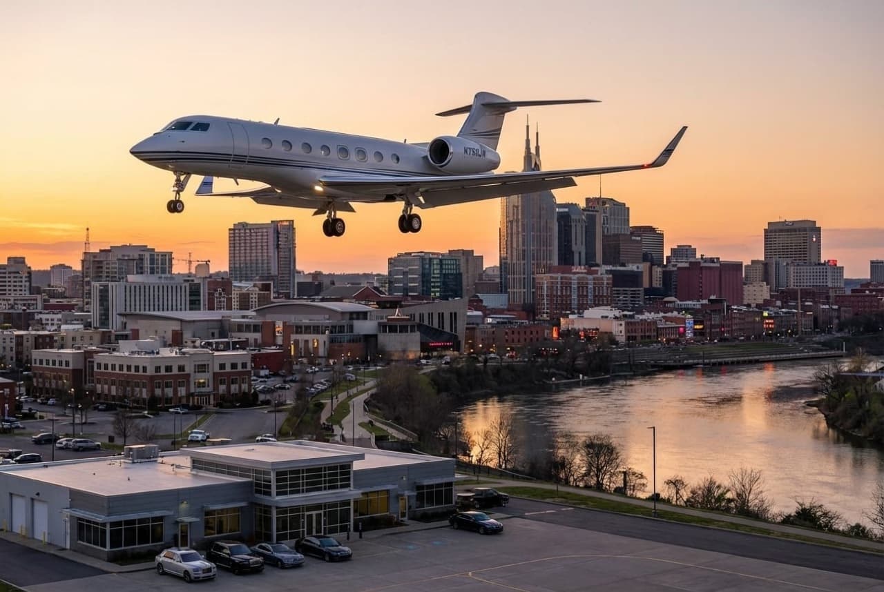 Private jet charter to Nashville International Airport