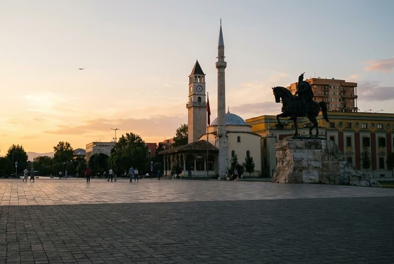 Private jet on tarmac at Tirana