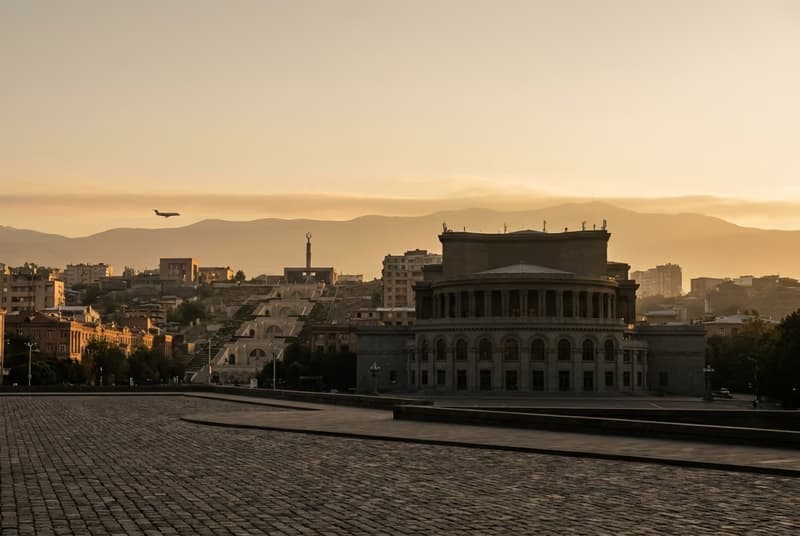 Private jet on tarmac at Yerevan