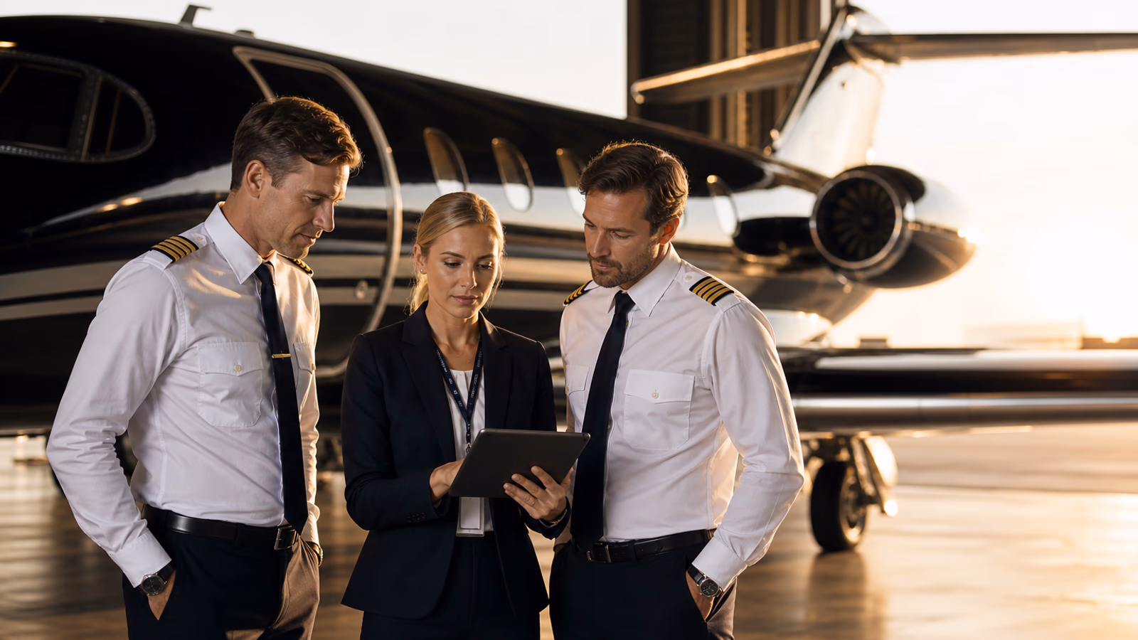Professional pilots in cockpit ensuring flight safety