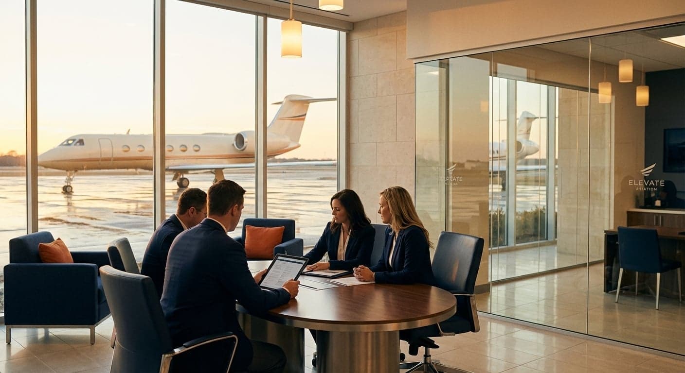 Flyius-Team im exklusiven FBO-Lounge
