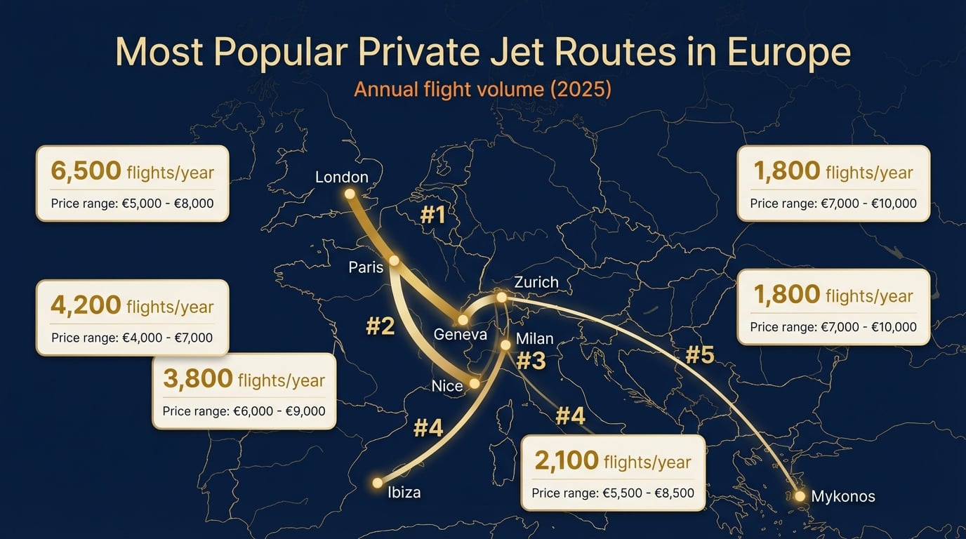Top European Private Jet Routes